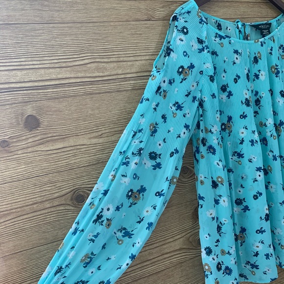 MICHEL STUDIO SHEER BLOUSE FLORAL 16 BOHO - Picture 3 of 9